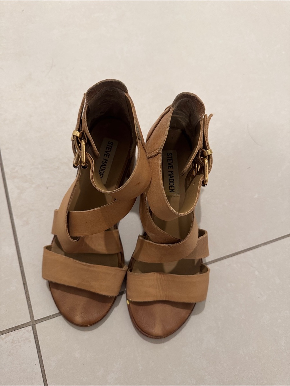 Steve Madden Tan Block Heel Strappy Sandals